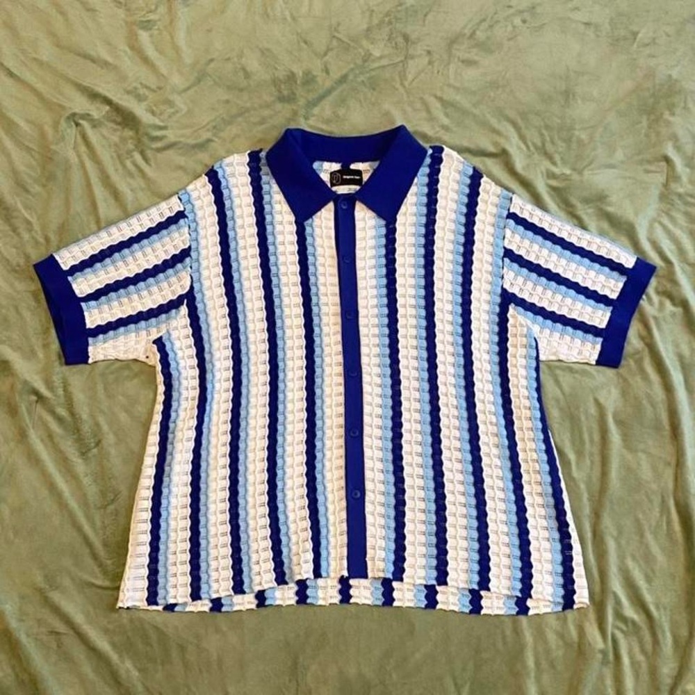 Knit Blue and white mens Shirt